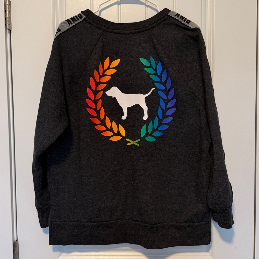 Victoria’s Secret Pink Rainbow Crest Sweatshirt Sz M - Picture 8 of 10